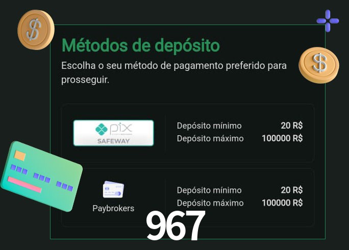 O cassino 967 oferece uma grande variedade de métodos de pagamento